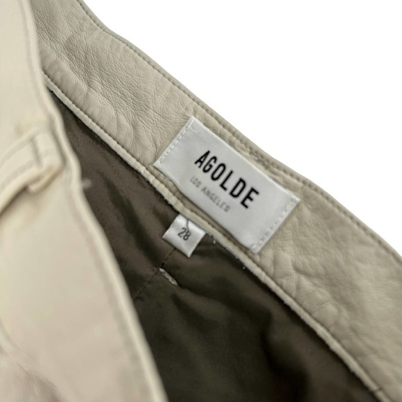 Agolde Los Angeles Women Recycled Leather 90s Pinch Waist Pant Solid taupe Sz 28 - Picture 6 of 16